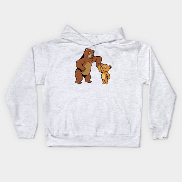 Father and son make fistbump - bear Kids Hoodie by Modern Medieval Design